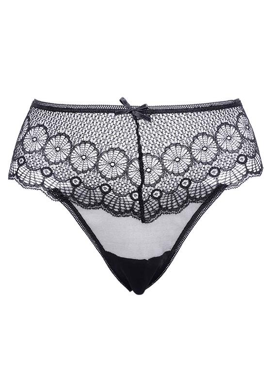 Laced Tulle Thong 4079 | Black - Thumbnail