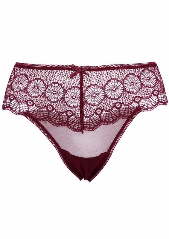 Laced Tulle Thong 4079 | Bordeaux - Thumbnail
