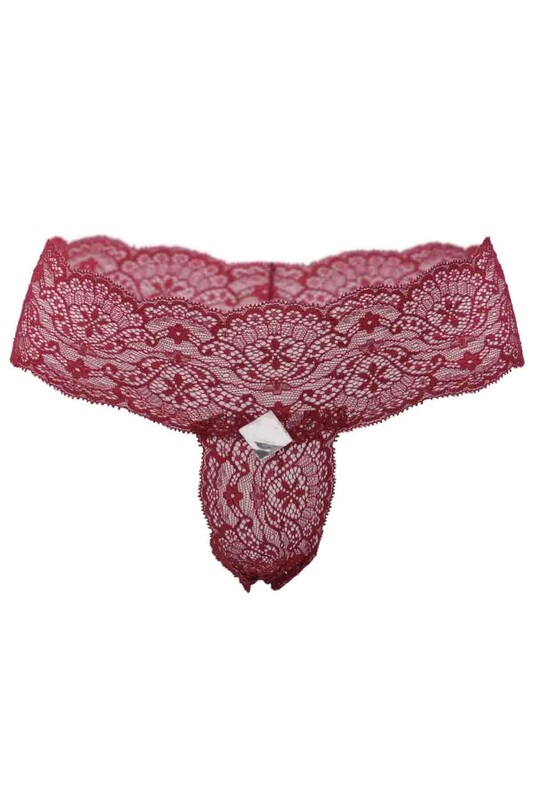 Laced Tulle Thong 3478 | Bordeaux - Thumbnail