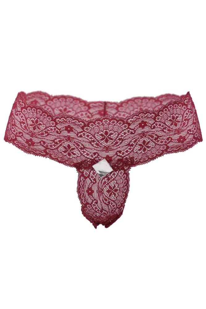 Laced Tulle Thong 3478 | Bordeaux