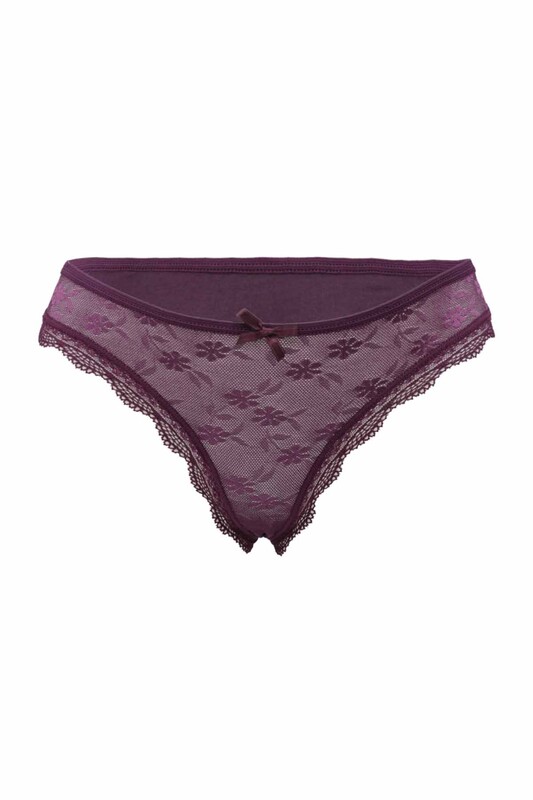 Laced Tulle Thong 3807 | Plum - Thumbnail