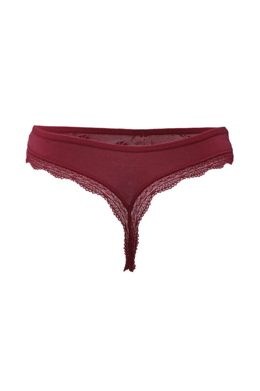 Laced Tulle Thong 3807 | Bordeaux - Thumbnail