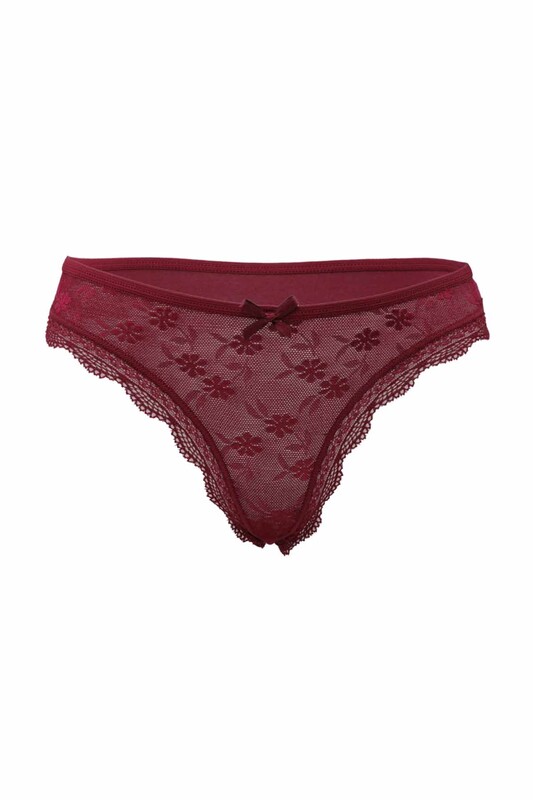 Laced Tulle Thong 3807 | Bordeaux - Thumbnail