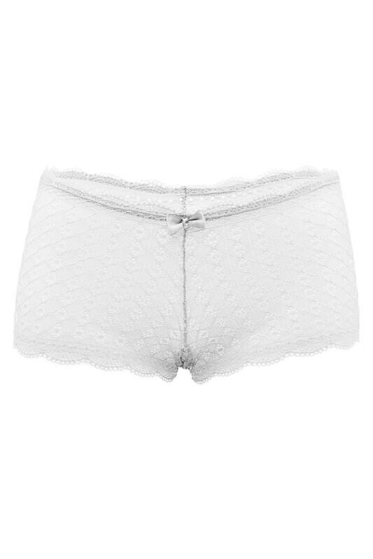 Papatya Laced Tulle Boxer | White - Thumbnail