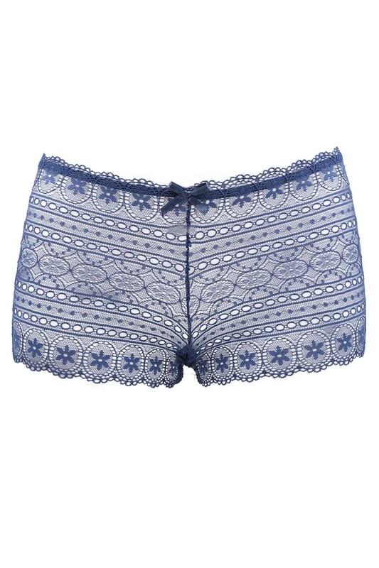 Papatya Laced Tulle Boxer | Blue - Thumbnail