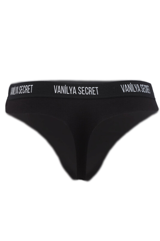 Vanilya Secret Elastic Hip Cotton Thong | Black - Thumbnail