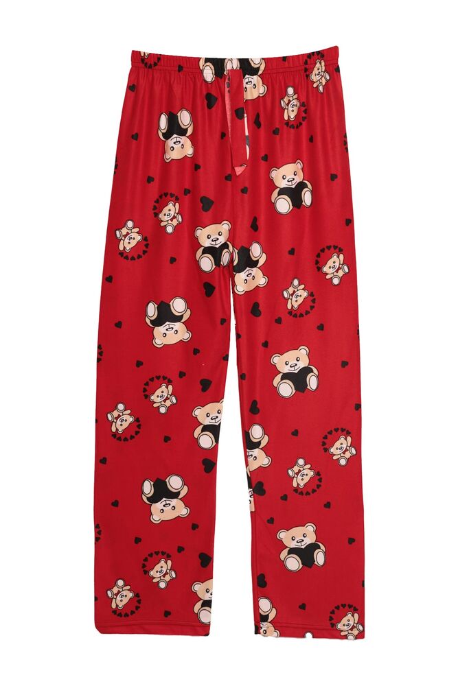 Ayıcıklı Süet Kadın Pijama Tek Alt 1569-1 | Kırmızı