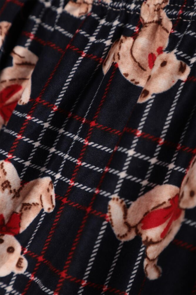 Ayıcık Baskılı Süet Kadın Pijama Tek Alt 1569-5 | Lacivert