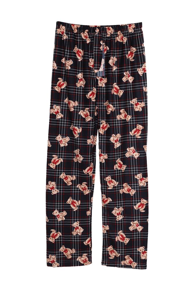 Ayıcık Baskılı Süet Kadın Pijama Tek Alt 1569-5 | Lacivert
