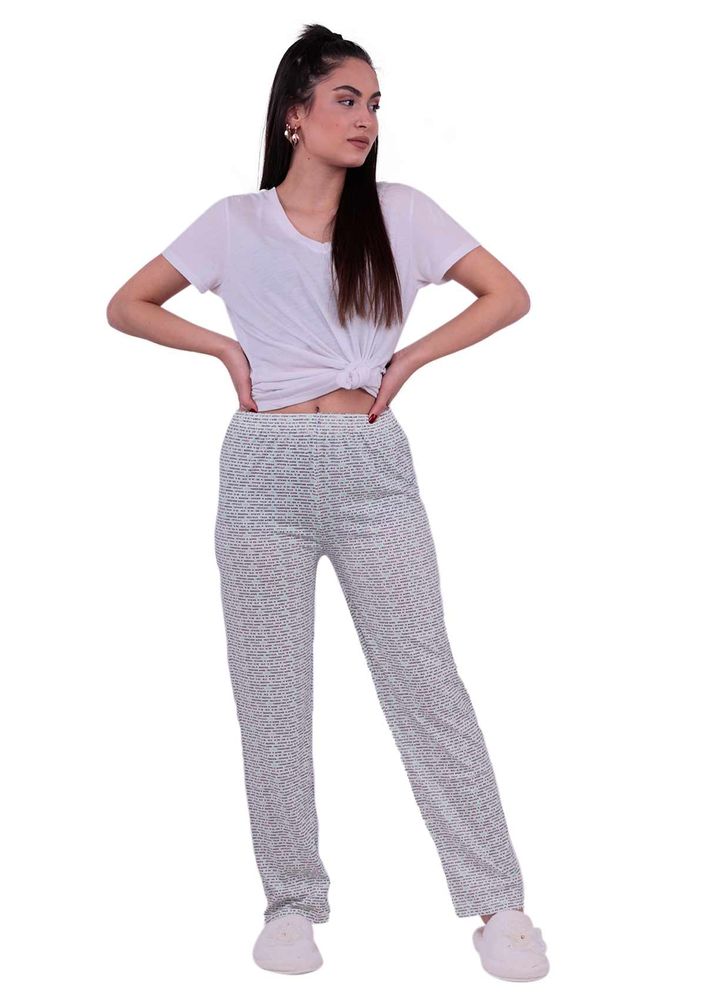 Patterned Pajama Bottoms | White