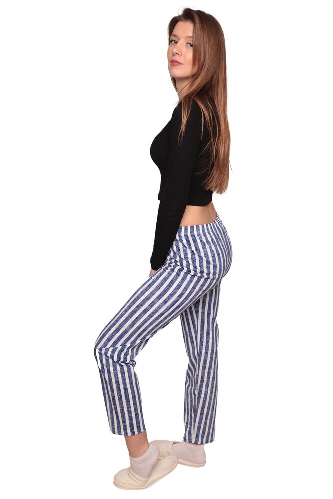 Çizgili Kadın Pijama Altı 1843 | Beyaz Lacivert