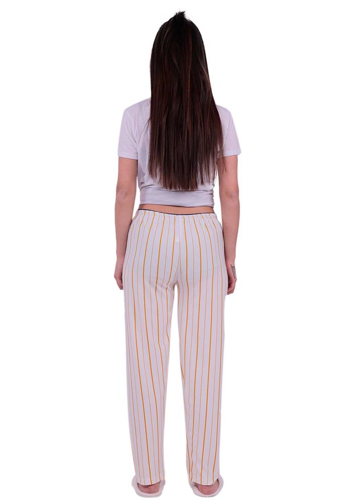 Yellow Striped Pajama Bottoms | White