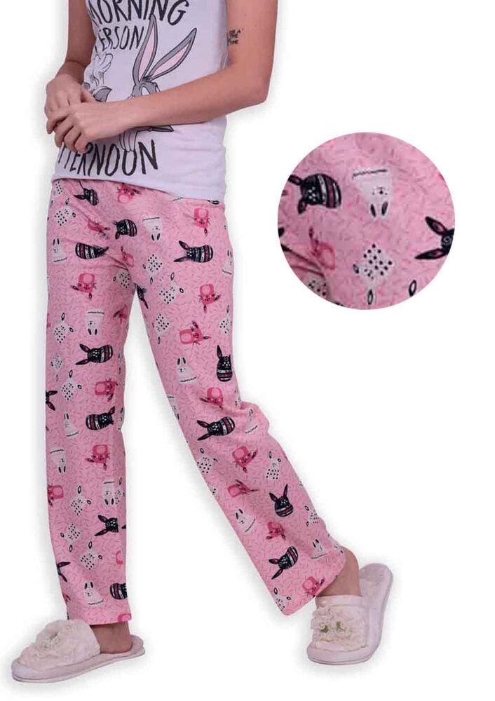 Tavşan Baskılı Kadın Pijama Altı 002 | Pembe