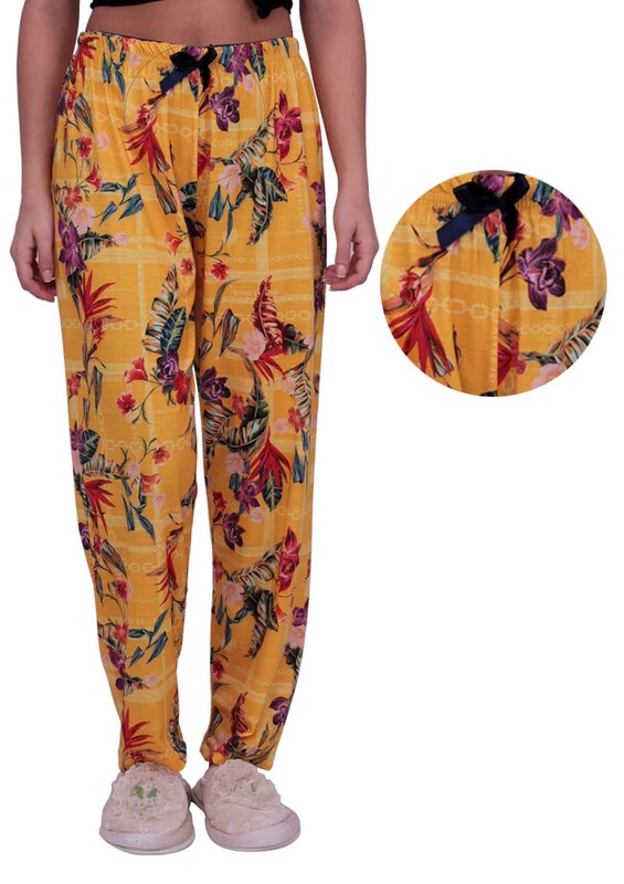 Flower Printed Woman Pajama Set | Yellow - Thumbnail