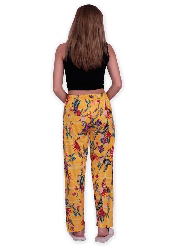 Flower Printed Woman Pajama Set | Yellow - Thumbnail