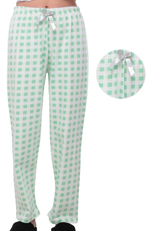 Square Printed Woman Pajama Bottoms | Green - Thumbnail