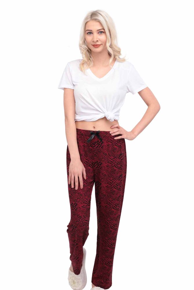 Desenli Kadın Pijama Altı 9651 | Bordo