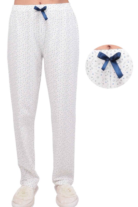 Circle Printed Woman Pajama Bottoms | White - Thumbnail