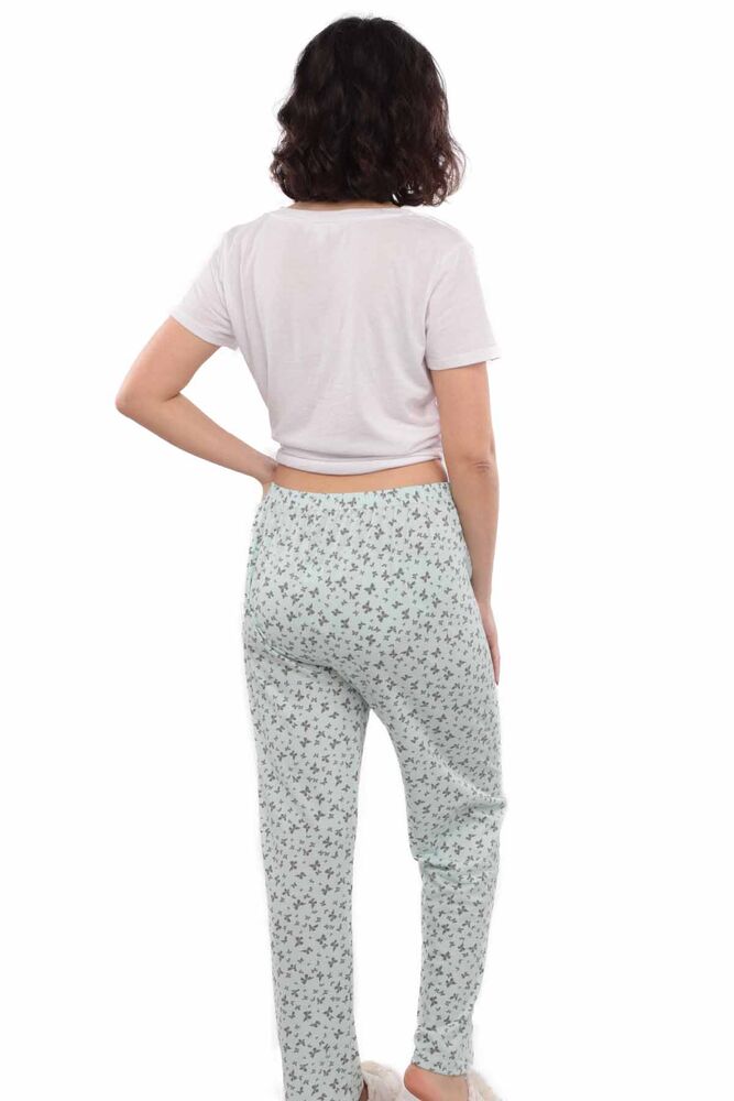 Kelebek Desenli Kadın Pijama Altı | Su Yeşili