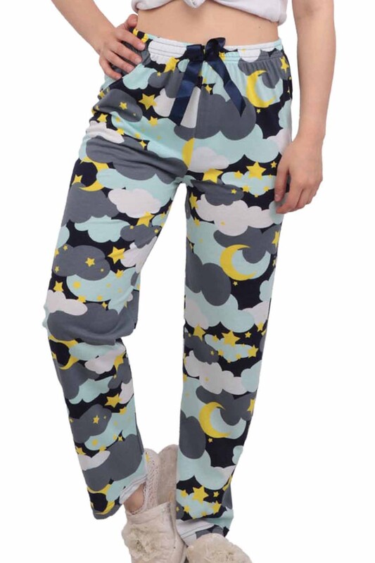 Cloud Printed Woman Pajama Bottoms | Gray - Thumbnail