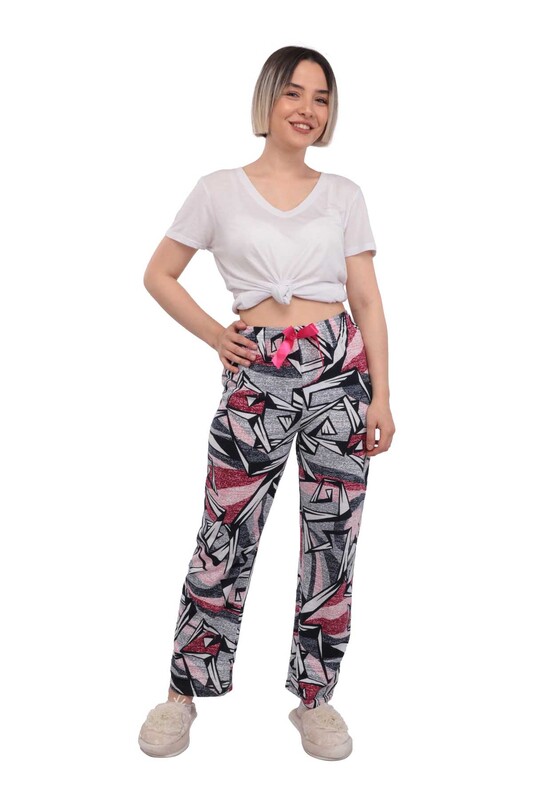 SİMİSSO - Geometric Patterned Woman Pajama Bottoms | Gray
