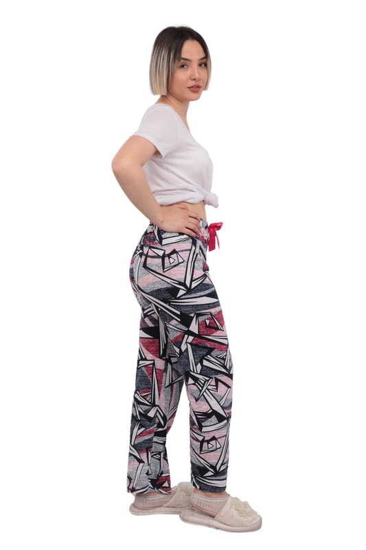 Geometric Patterned Woman Pajama Bottoms | Gray - Thumbnail