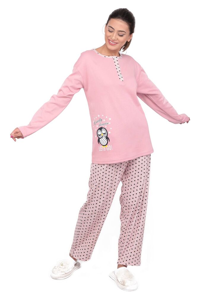 Penguin Patterned Long Sleeve Woman Pyjamas | Powder