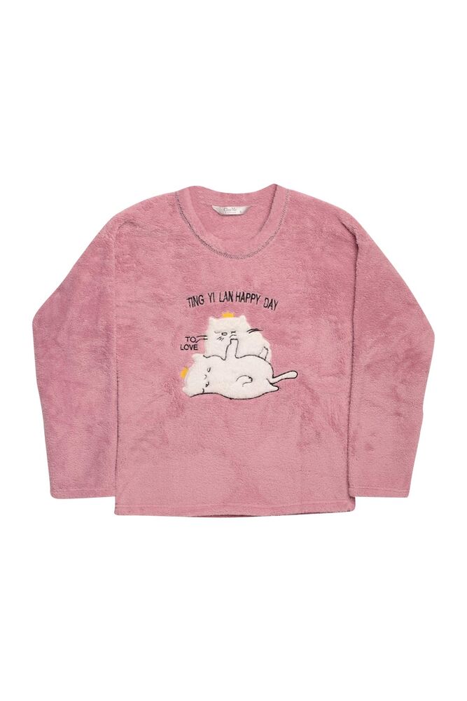 Kadın Peluş Pijama Takımı 5630 | Gül Kurusu