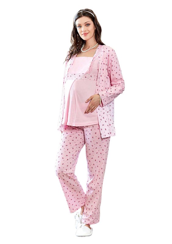 FAPİ - Güllü Pregnancy Pyjama Set 3 Pack 1372 | Pink