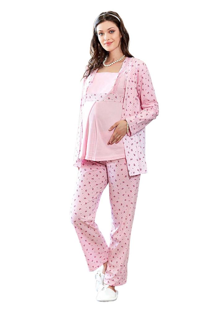 Güllü Pregnancy Pyjama Set 3 Pack 1372 | Pink