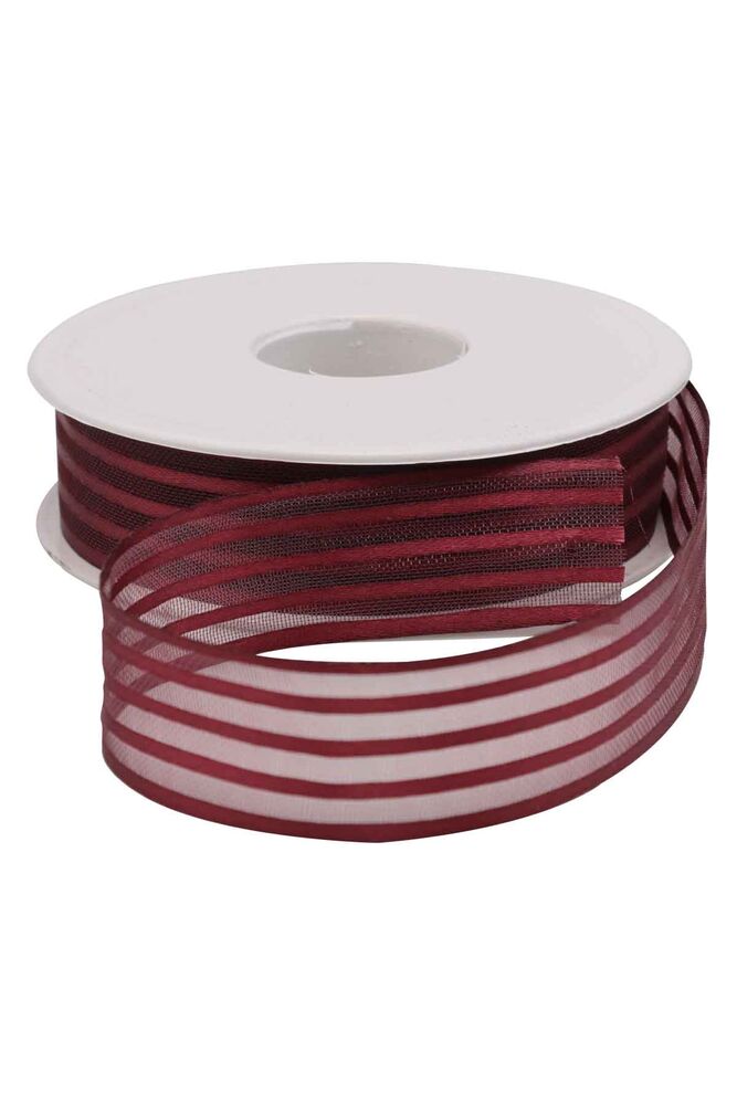 Striped Chiffon Ribbon 2.5 cm 20 m | Burgundy