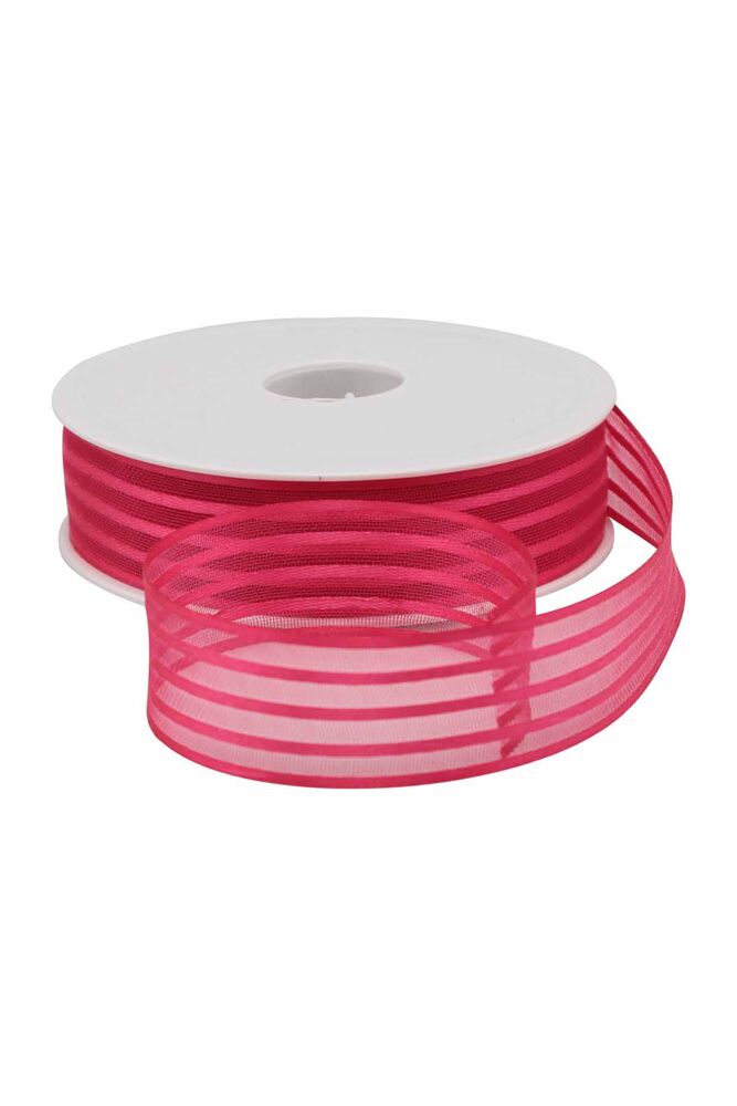 Striped Chiffon Ribbon 2.5 cm 20 m |Pink