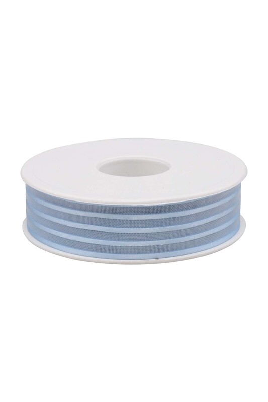 Striped Chiffon Ribbon 2.5 cm 20 m|Light blue - Thumbnail