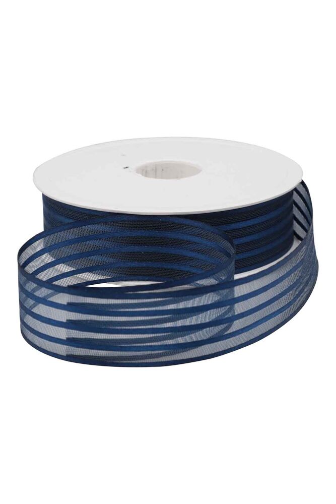 Striped Chiffon Ribbon 2.5 cm 20 m | Navy blue