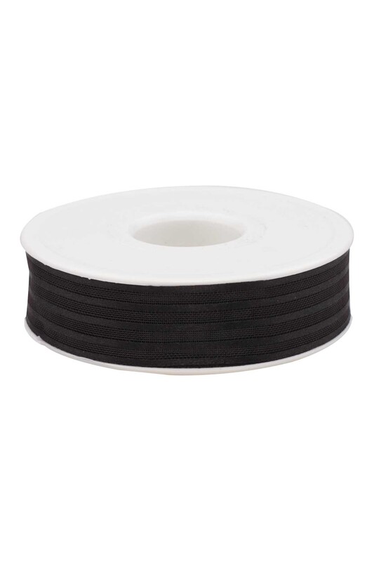 Striped Chiffon Ribbon 2.5 cm 20 m|Black - Thumbnail