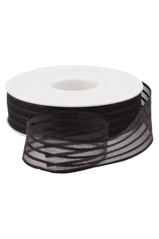 Striped Chiffon Ribbon 2.5 cm 20 m|Black