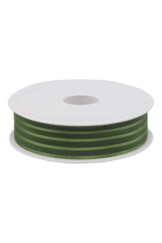 Striped Chiffon Ribbon 2.5 cm 20 m|Dark green - Thumbnail