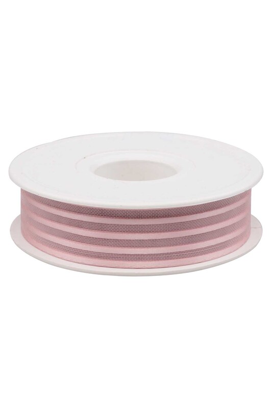 Striped Chiffon Ribbon 2.5 cm 20 m |Sugar pink - Thumbnail