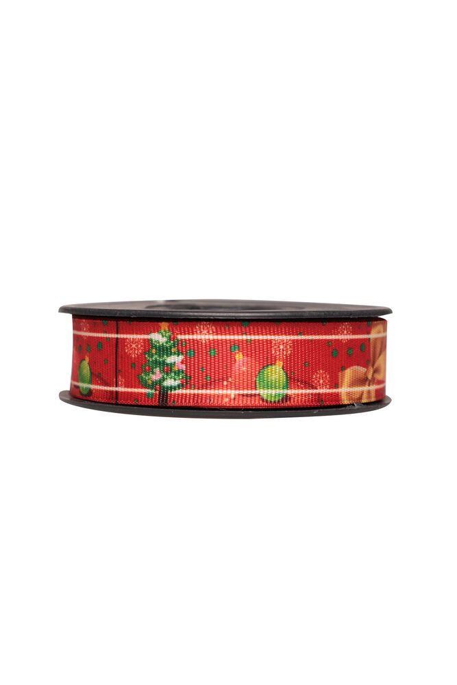 Yılbaşılı Saten Kurdele 2,5 cm Model 8 | Kırmızı