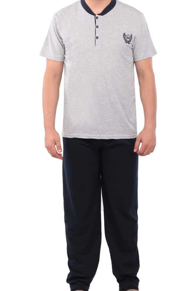 Buttoned Long Sleeved Man Pyjama Set 046 | Gray