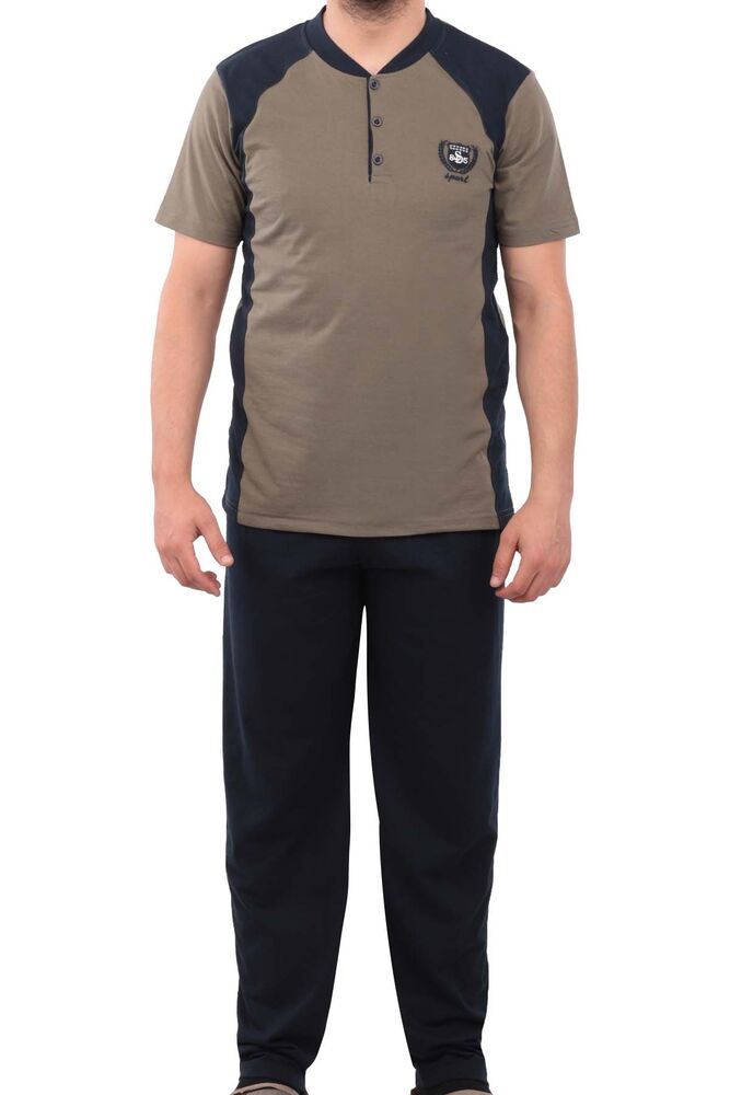Buttoned Long Sleeved Man Pyjama Set 042 | Khaki
