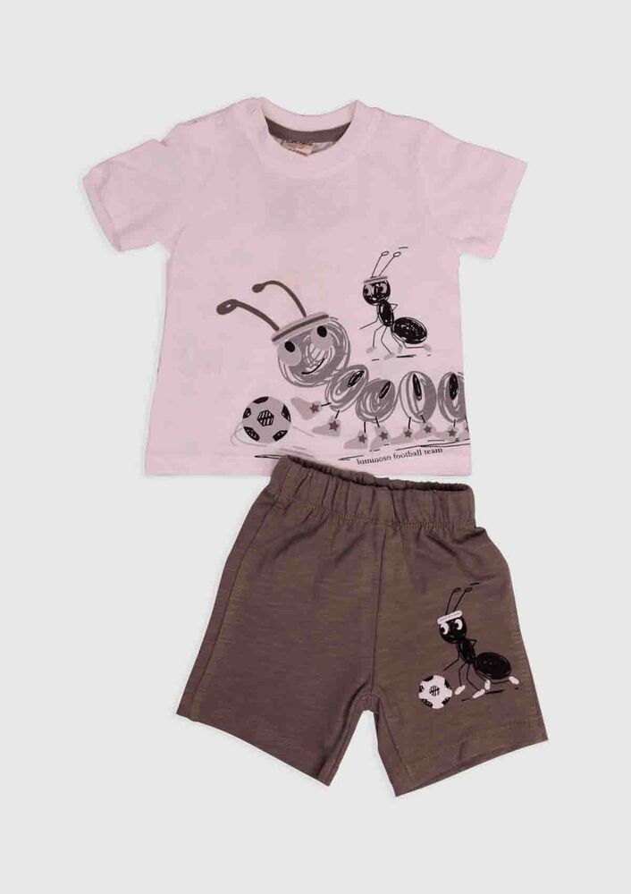 Luminoso Ant Printed 2-Piece Shorts Baby Set | Gray