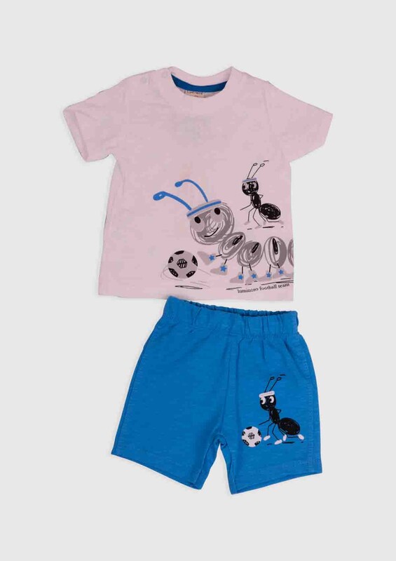 Luminoso Ant Printed 2-Piece Shorts Baby Set | Blue - Thumbnail