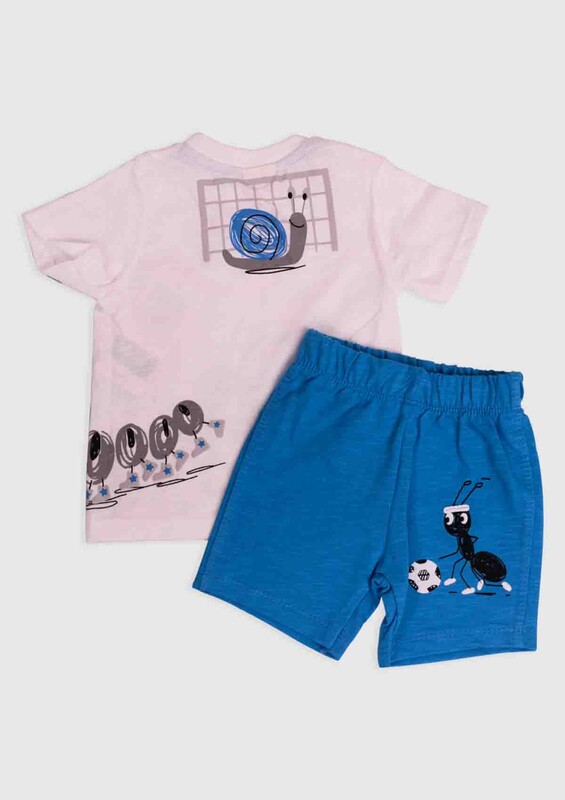 Luminoso Ant Printed 2-Piece Shorts Baby Set | Blue - Thumbnail
