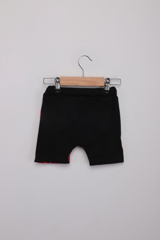 Panda Printed Boys Shorts Set | Red - Thumbnail