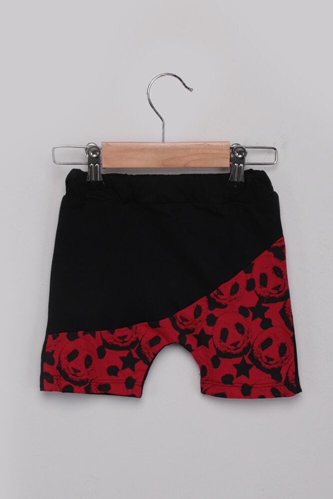 Panda Printed Boys Shorts Set | Red