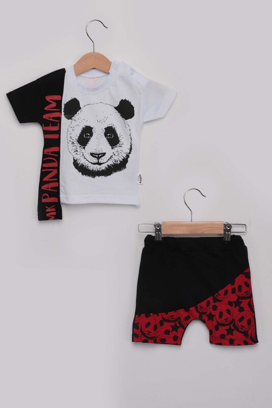 SİMİSSO - Panda Printed Boys Shorts Set | Red