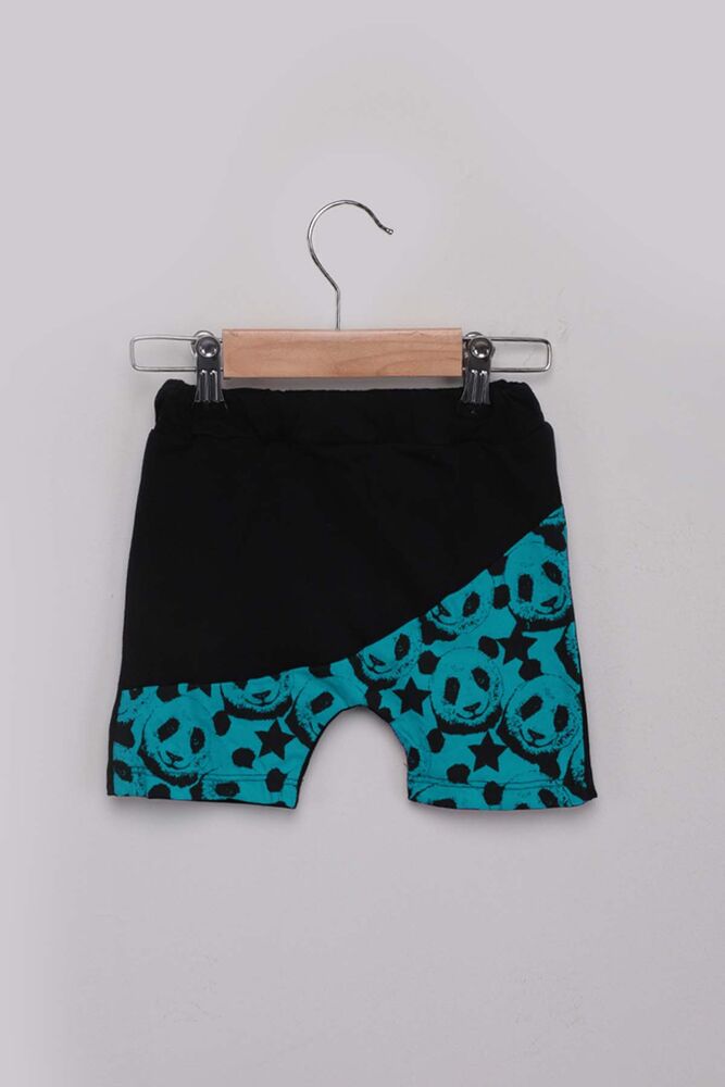 Panda Printed Boys Shorts Set | Turquoise