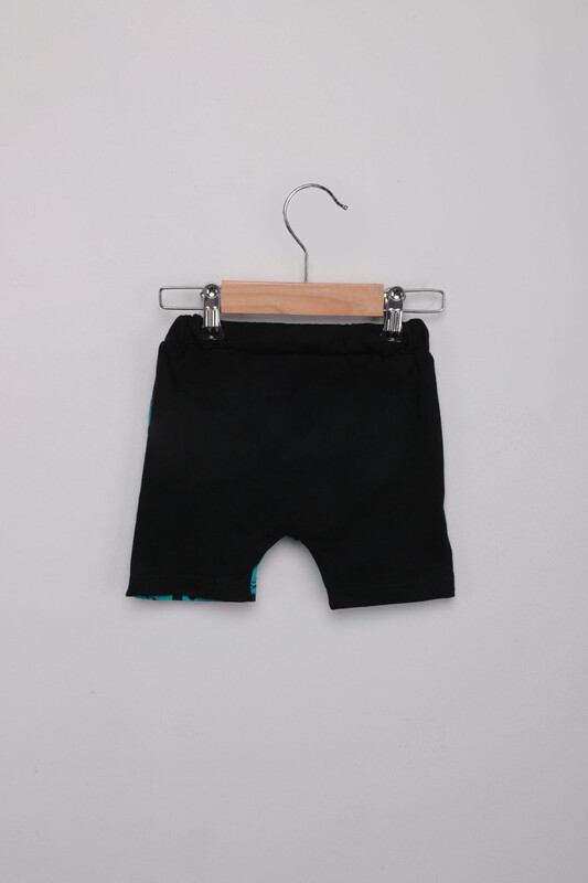 Panda Printed Boys Shorts Set | Turquoise - Thumbnail
