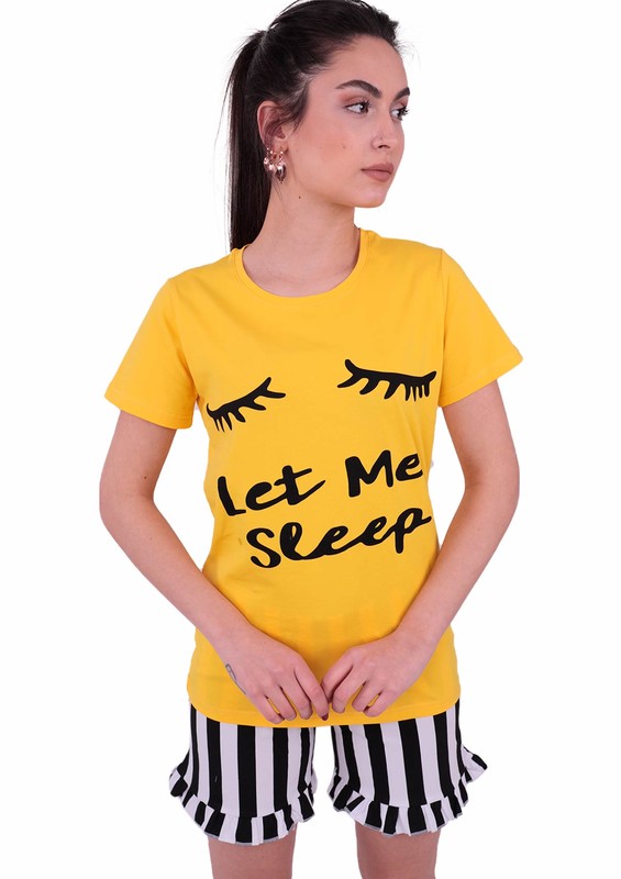 Jiber Woman Shorts Pajama Set 3601 | Yellow - Thumbnail